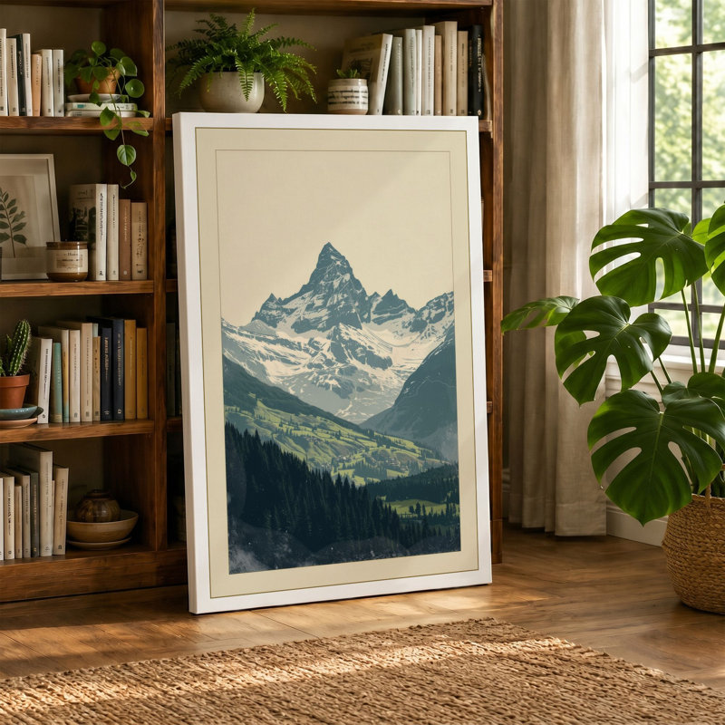 Alpine Wilderness Japandi - Wrapped Canvas, 30x20 - 76.2 x 50.8 cm, Taupe Border