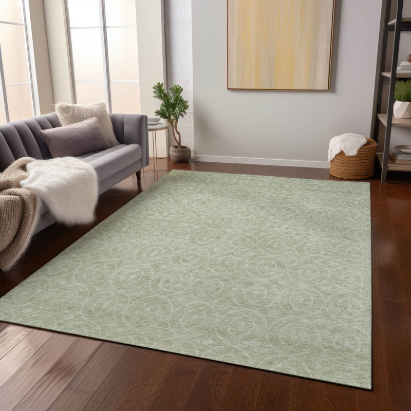 Tapis menthe intérieur / extérieur lavable à la machine Claudian ACN1227, Rectangle 10 pi x 14 pi