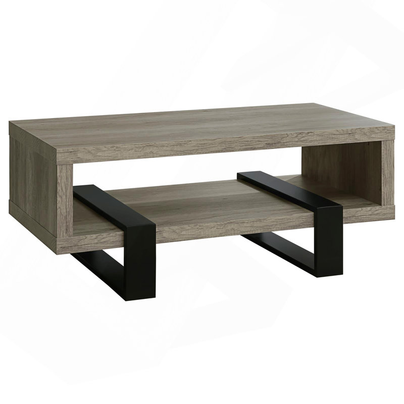 Coffee Table Grey Driftwood 1-Shelf.