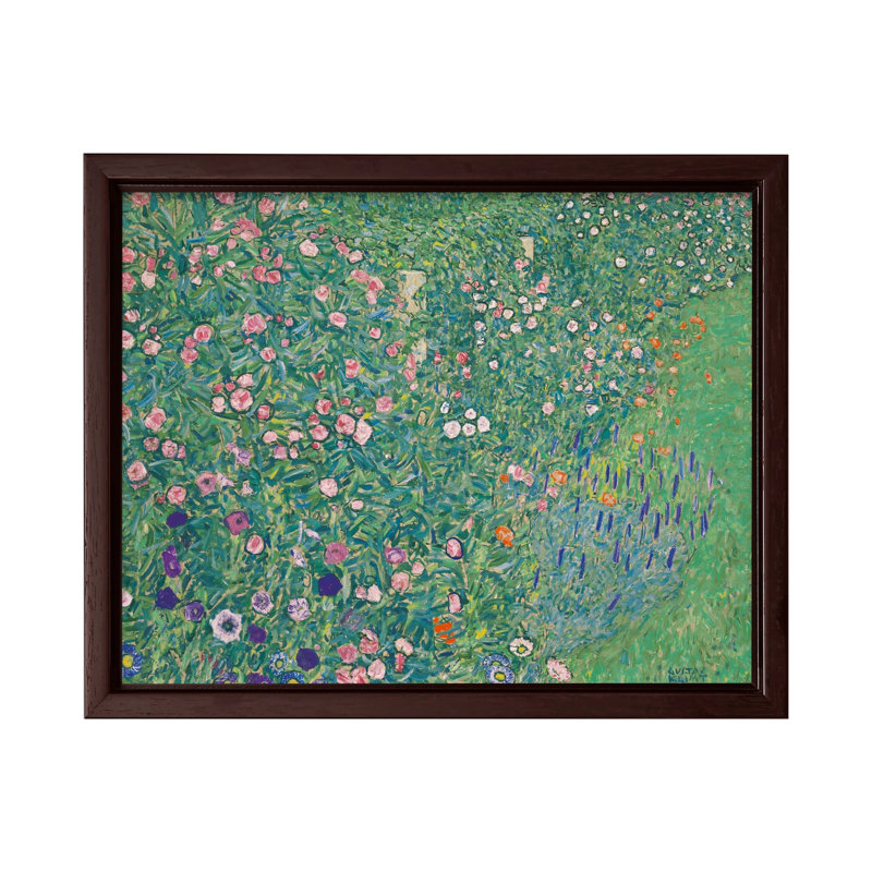 Gustav Klimt - Affiche de paysage de jardin italien, Canevas, H 08 po x l 10 po, Encadrement brun