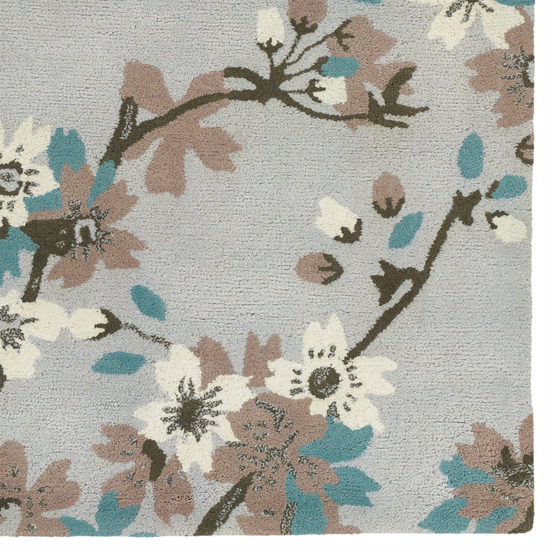 Tapis en laine de couleur cerisier floral Fitzgerald, 5'x7'6"