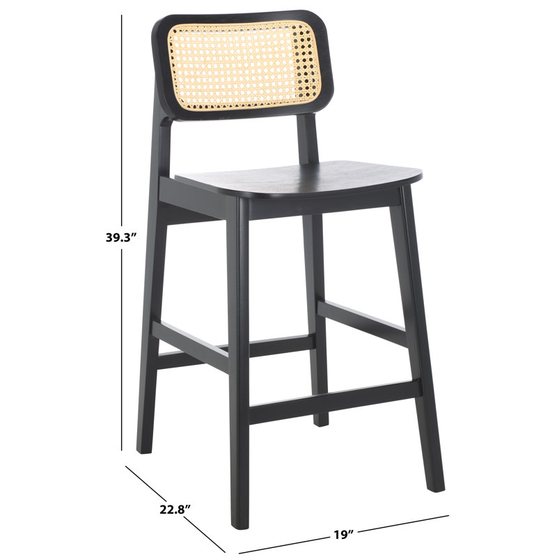 Luz Cane Counter Stool, Black/Natural