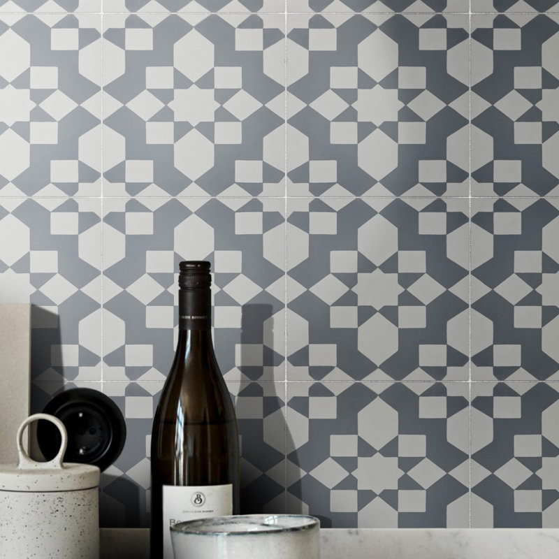 Affos 8" X 8" Straight Edge Wall & Floor Cement Tile