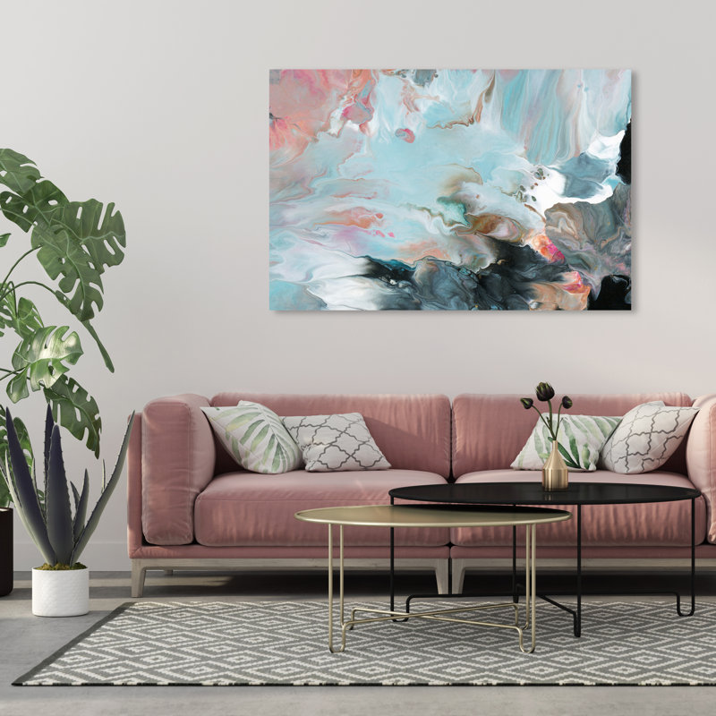 Rêve abstrait en couleurs, rose côtier - impression sur toile, H 36 po x l 54 po, Toile tendue, Sans cadre