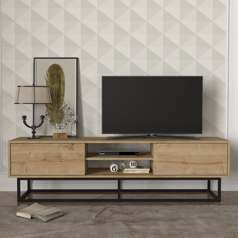 Chanise TV Stand for TVs up to 85", Oak Wood
