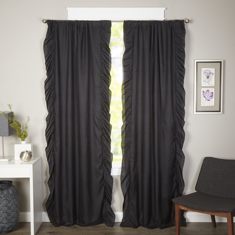 Paire de rideaux obscurcissant avec passe-tringle Amber, Noir