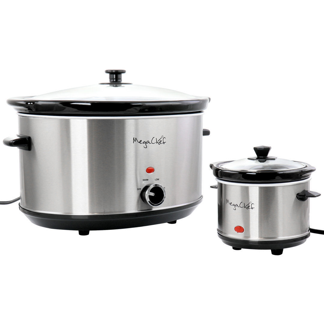 MegaChef 8 Liter Slow Cooker with Mini 0.6 Liter Warmer MegaChef