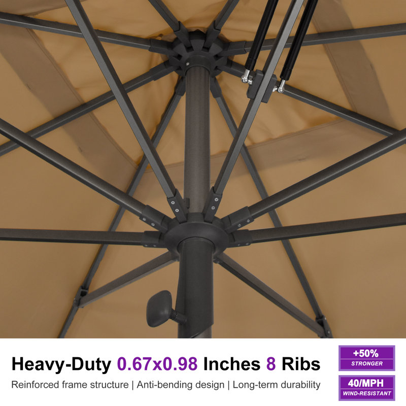 Parasol de table semi-automatique pour l'extérieur, Beige