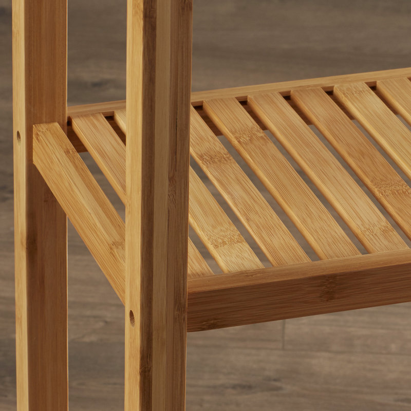 Étagères de salle de bain autoportantes en bois massif l 22,1 po x H 31,5 po Apfelstadt
