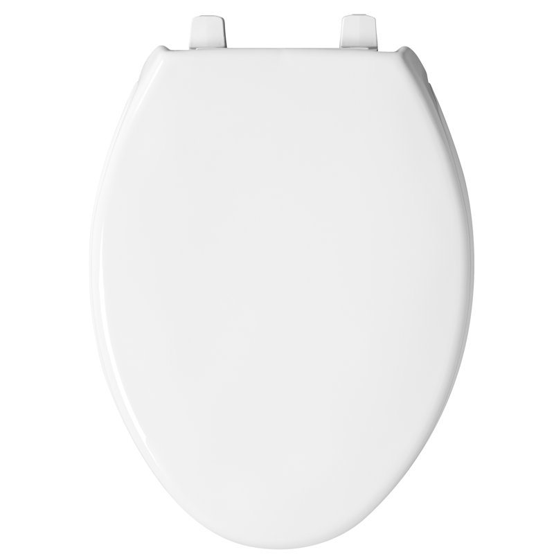 BEMIS 1950 Commercial Heavy Duty Open Front Toilet Seat with Cover, ELONGATED, Plastic, White
