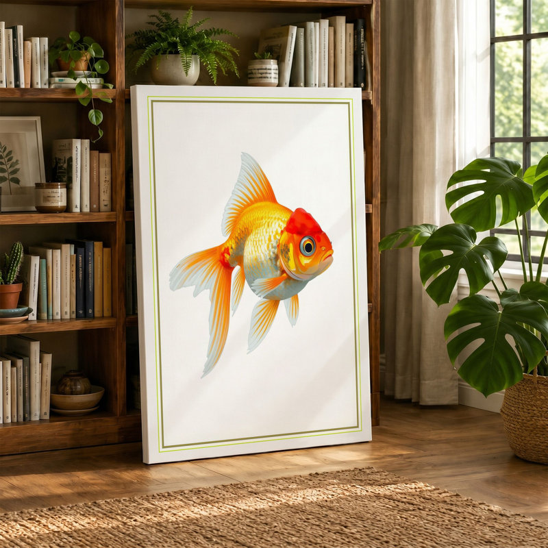 Gilded Goldfish Botanical - Wrapped Canvas, 18x12 - 45.7 x 30.5 cm, Terracotta Border