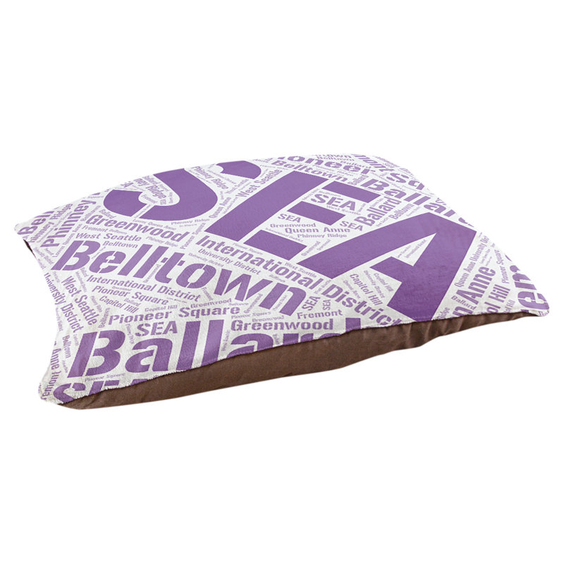 Coussin de chien « districts », Seattle, Moyen (H 9,5 po x l 28 po x P 18 po), Mauve