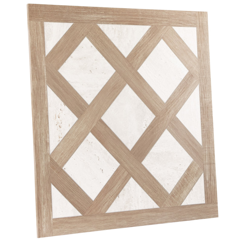 Fusione Intarsio 23-1/2 in. x 23-1/2 in. Porcelain Floor and Wall Tile, Brown Cream