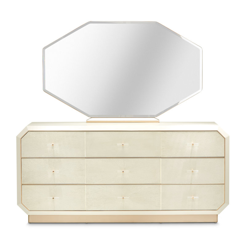 La Rachelle Dresser And Mirror Set - Champagne