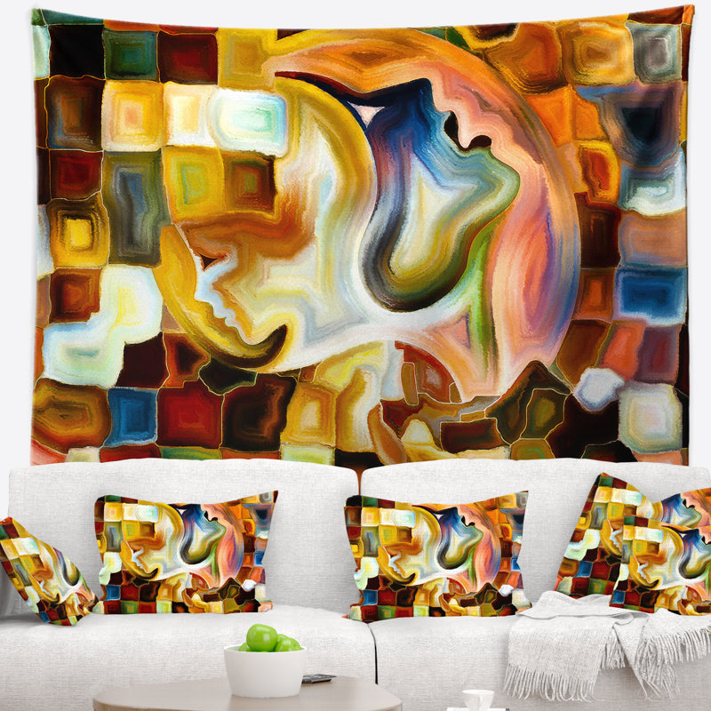 Manière abstraite de tapisserie de peinture intérieure, H 50 po x l 60 po
