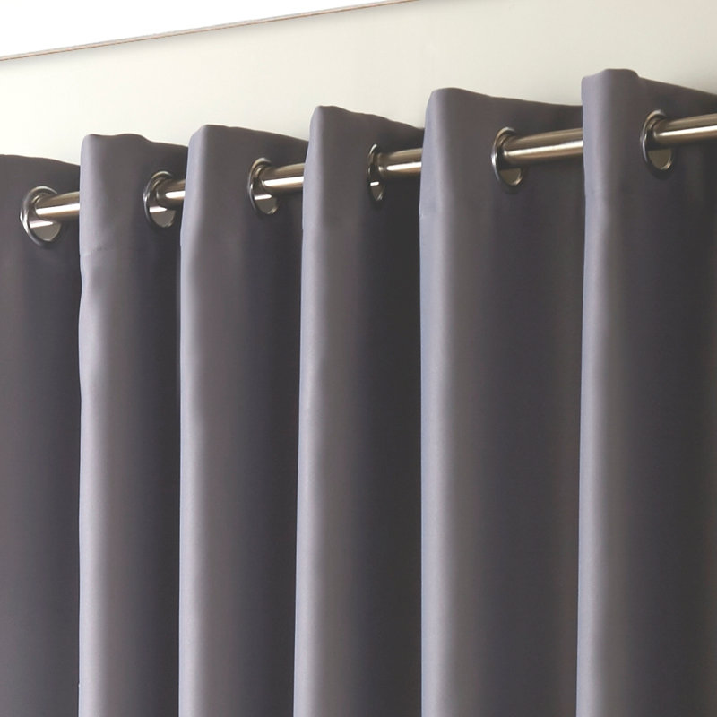 Nashli Room Darkening Eyelet Ring Top Curtains, Silver, 117 W x 183 D cm