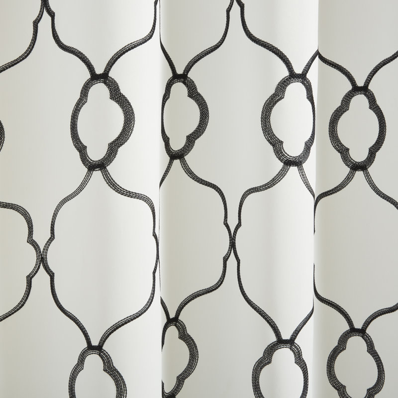 Belmont Room Darkening Curtain Pair, Winter/Black, 52" W x 96" L