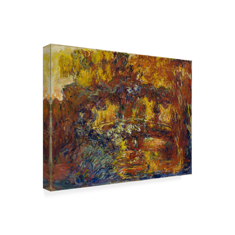 La Passerelle japonaise par Claude Monet - reproduction d'art sur toile tendue, H 35 po x l 47 po x P 2 po