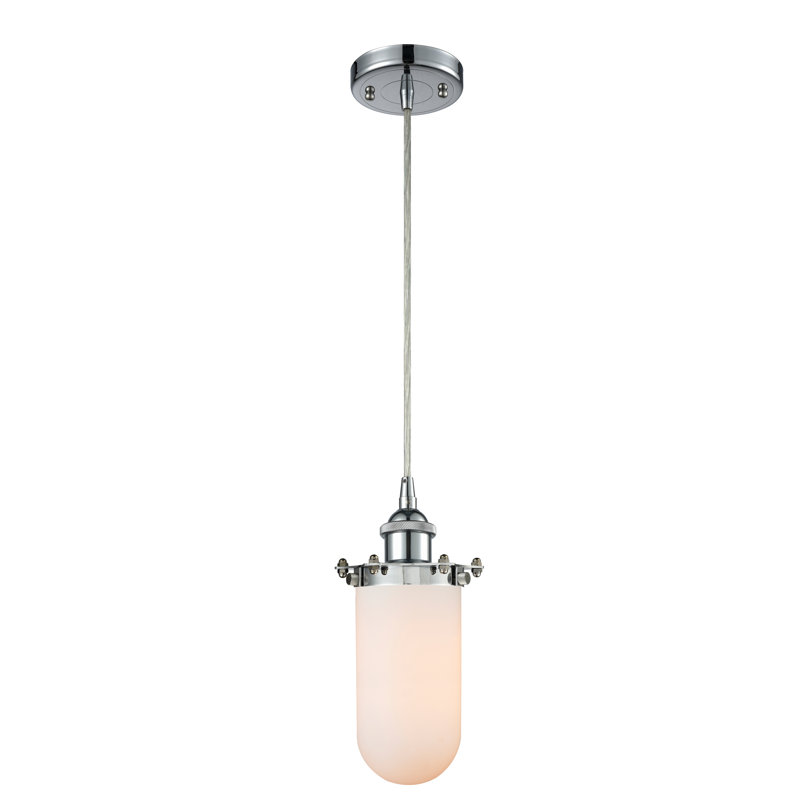 Luminaire suspendu géométrique 1 lumières simple Scotia, DEL, Blanc mat, Chrome poli