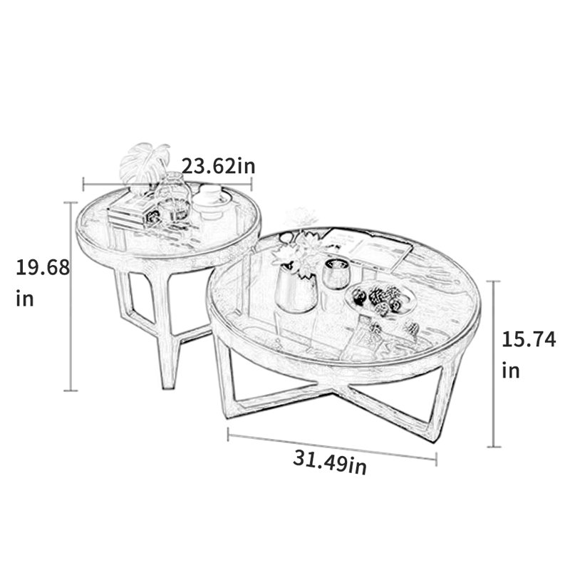 Round Coffee Table Set, Brown