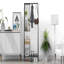 Portemanteau avec miroir, portemanteau multifonctionnel avec rangement pour chaussures, structure en métal, pour salon chambre à coucher 73 x 32 x 15 pouces, style industriel, brun rustique et noir