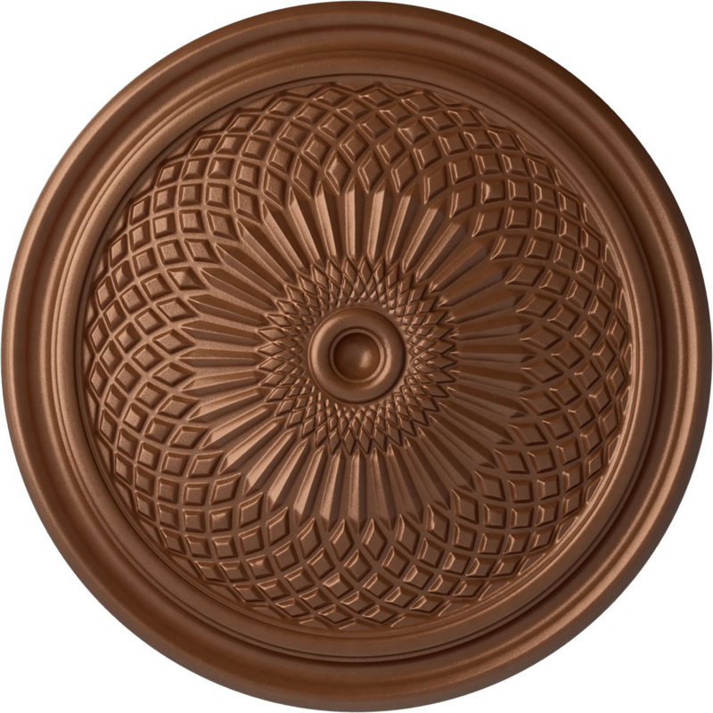 Médaillon de plafond Endurathane Trinity, DO 22 po x P 1 3/4 po (pour auvents jusqu'à 3 po), finition cuivre poli peint à la main