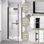 Porte de douche pivotante noire mat demi-cadre, 32 x 72 pouces, verre trempé de 6 mm avec film antidéflagrant