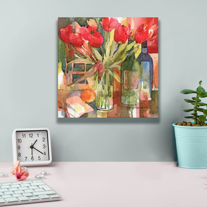 «Bottles & Blooms» par Annelein Beukenkamp, art mural sur toile, H 12 po x l 12 po x P 0,75 po