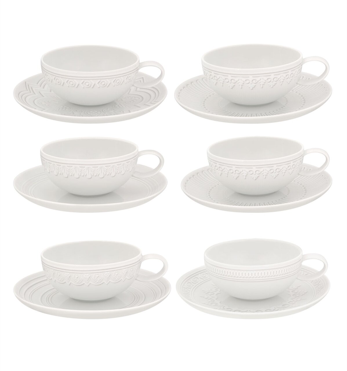 Set of 6 Ornament Espresso Cups & Saucers