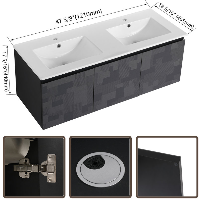 Meuble-lavabo double 47,3 po avec comptoir