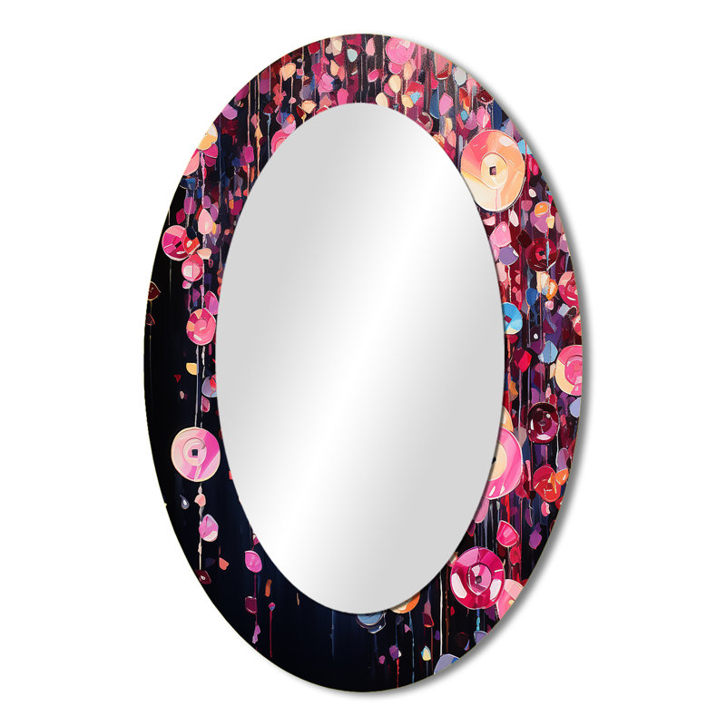 Miroir mural rose et noir, H 36 po x l 24 po