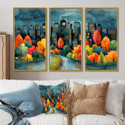 Ensemble de reproductions d'art mural orange et vert Toronto