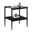 Ensemble de 2 tables de bout rectangulaires, plateau de table en verre trempé avec panneau de fibres à densité moyenne, table de salon moderne