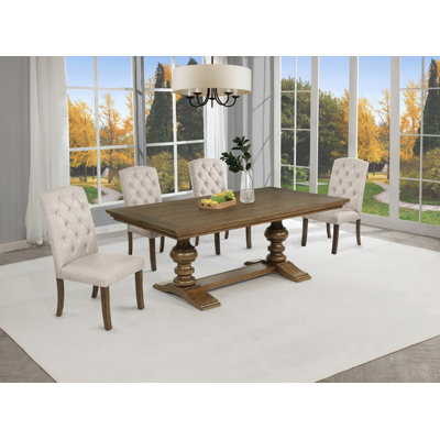 Traditional Style Dining Set With Tufted Chairs And Nailhead Trim