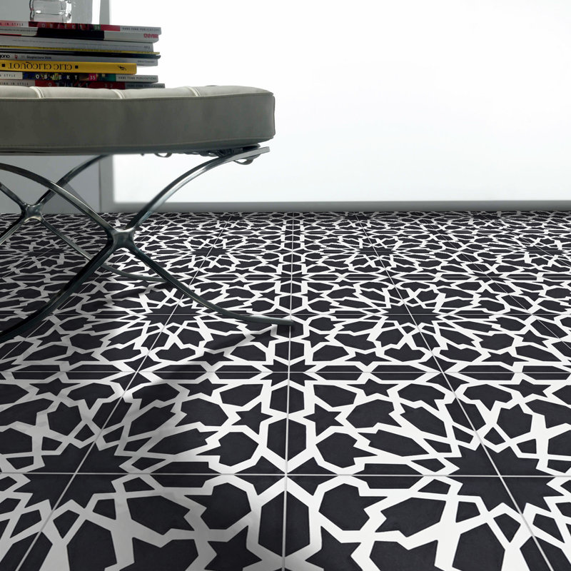 Bahja 8" x 8" Cement Patterned Wall & Floor Tile