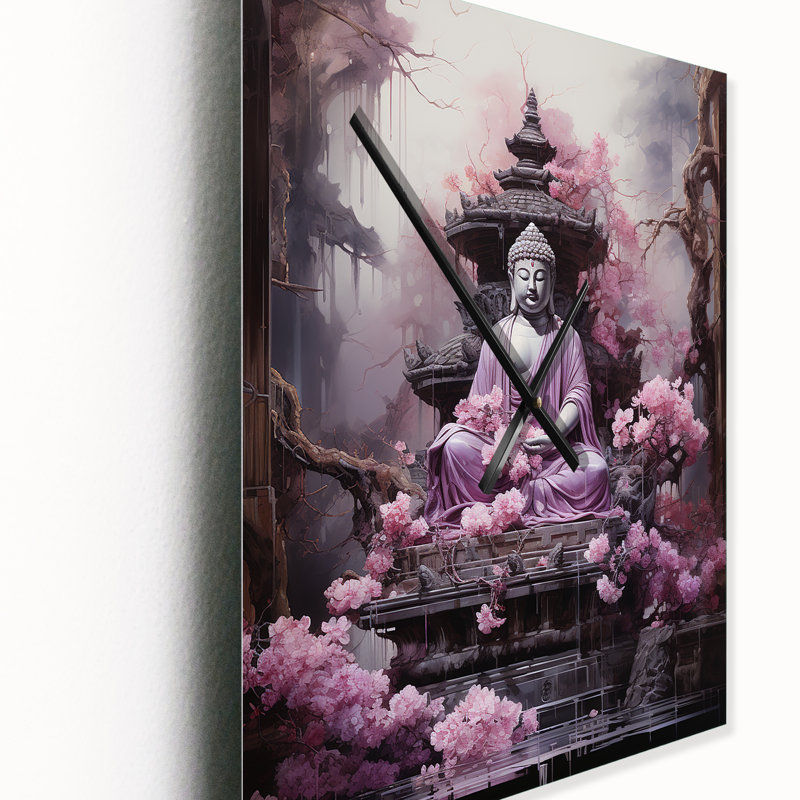 Pink Buddhism Buddhist Chanting - Buddhism Very Large Wall Clocks, 32" H x 16" W x 1" D