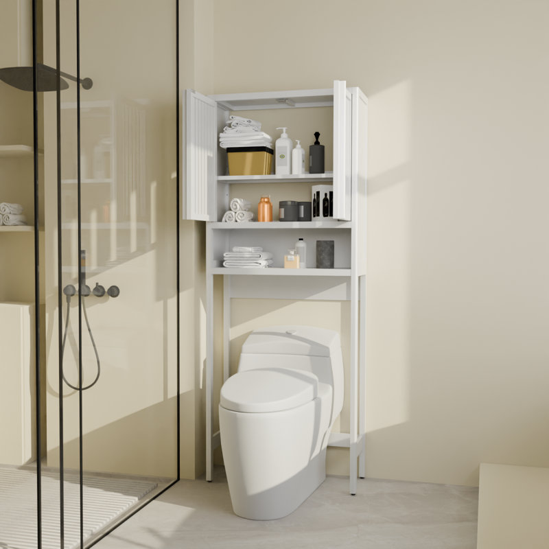 Toilet Storage Shelf, Private Bathroom, Laundry Room, Space-Saving, White