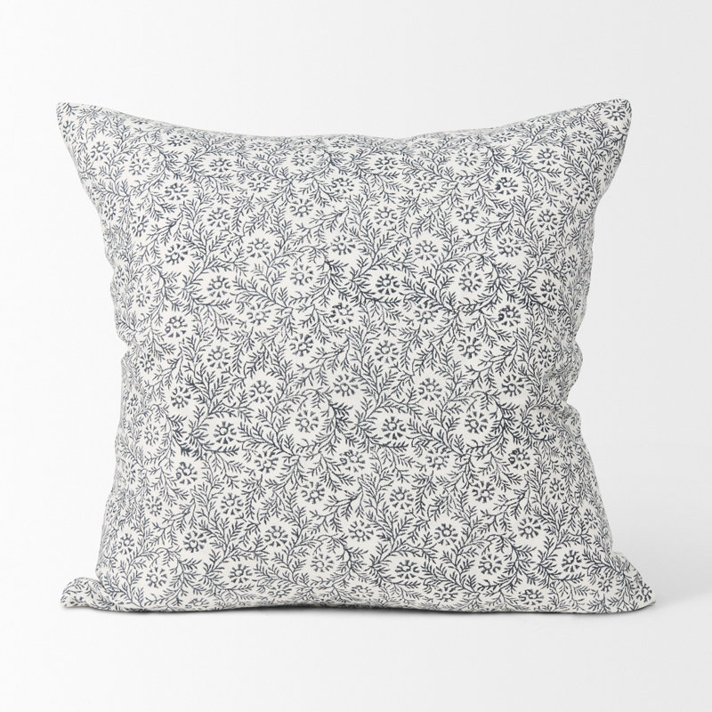 Housse de coussin en lin Elisandra, Crème / Ardoise