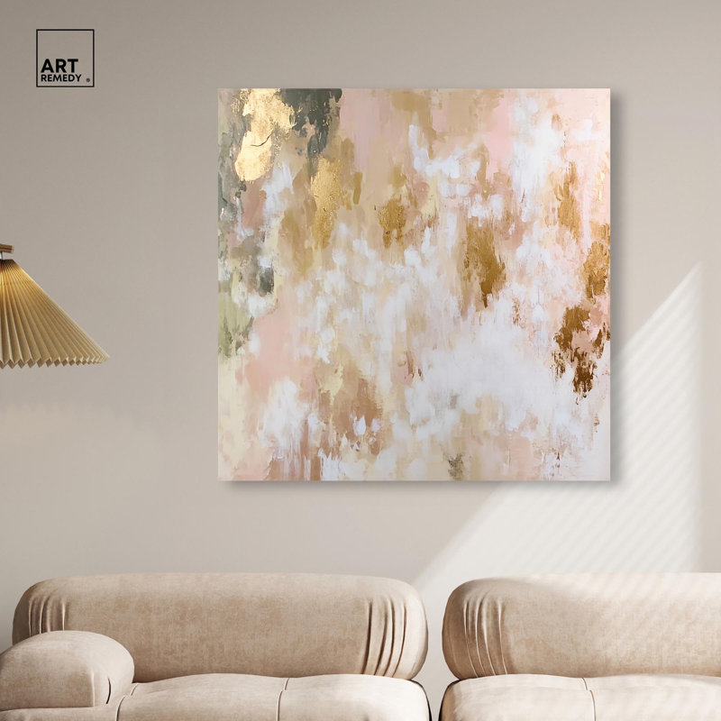 Art mural neutre sur toile Golden Glimmer Gesture III par Art Remedy, H 16 po x l 16 po, Toile tendue, Peinture sans cadre