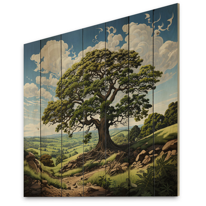 Katmai Countryside The Lone Oak sur impression sur bois, H 15 po x l 15 po x P 0,78 po