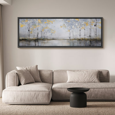 Aspen Birch " Winter Birch Trees Silver and Gold Nature Landscape Rustic Retro Art Decor Extra Large Pictures " Print
