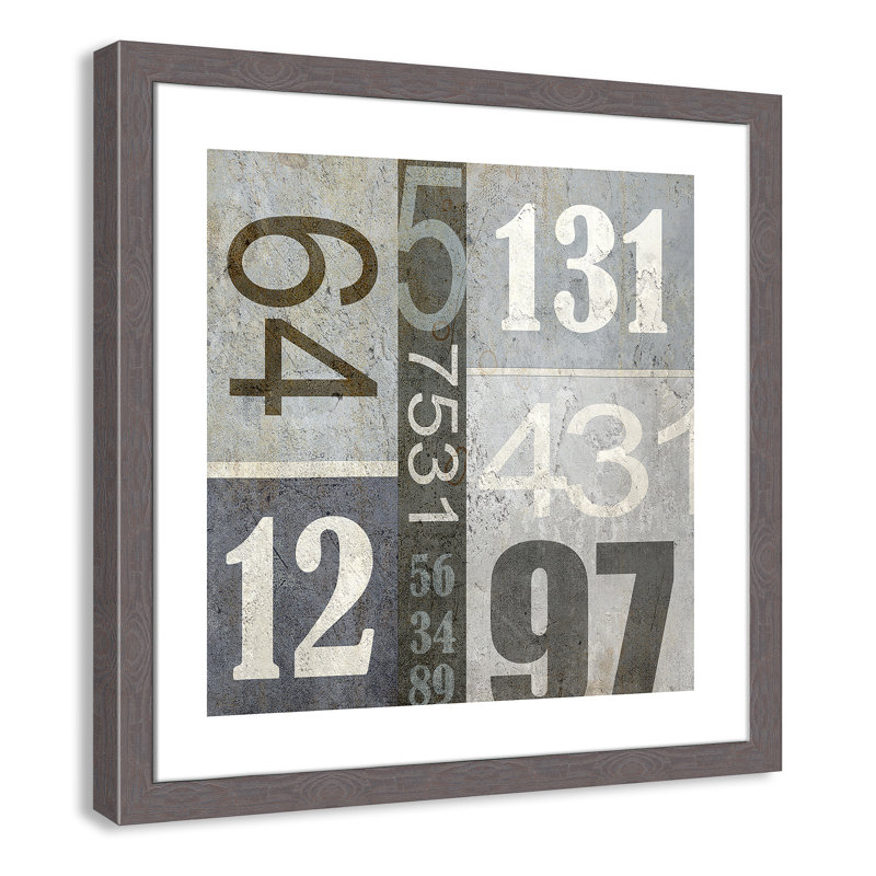 Art numérique encadré, H 22,5 po x l 22,5 po x P 0,6 po, Encadré plat à grain de bois gris
