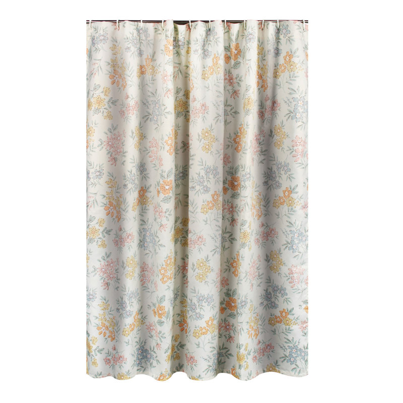 Chloe Floral Botanical Fabric Shower Curtain with Liner, 72" x 72"