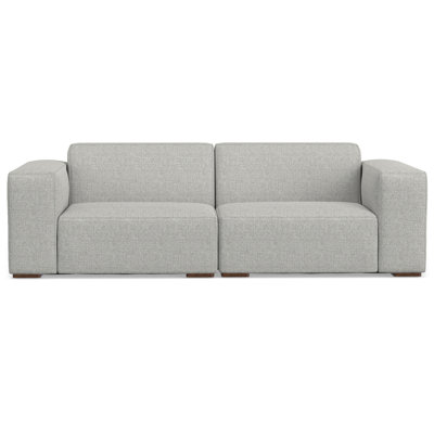 Rex Large 2-Seater Sofa in Pale Grey, Modern Performance Fabric Couch for Living Room, Boxy Design with Extra-Wide Armrests, Handcrafted