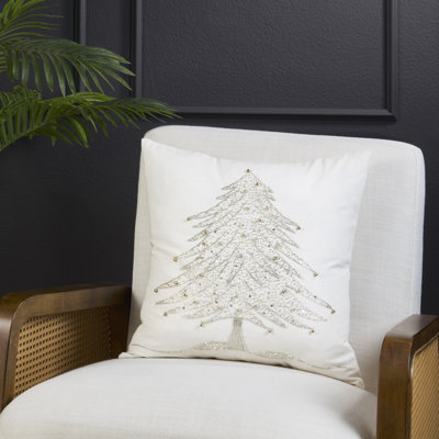 Coussin décoratif en duvet d'arbre de Noël perlé