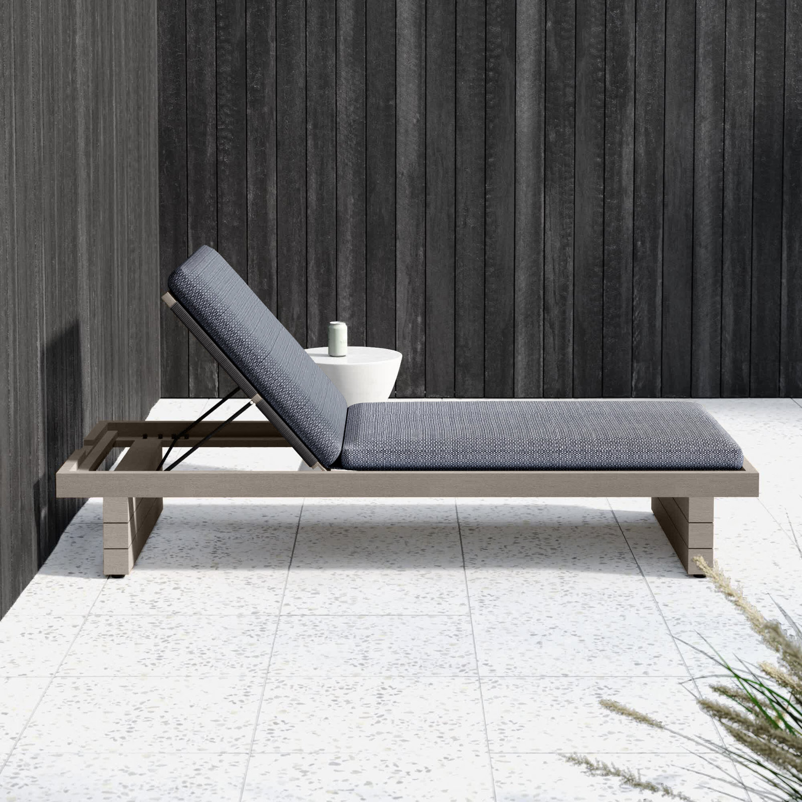 Davie 31.5'' Outdoor Teak Chaise Lounge, Stone Gray, Gray