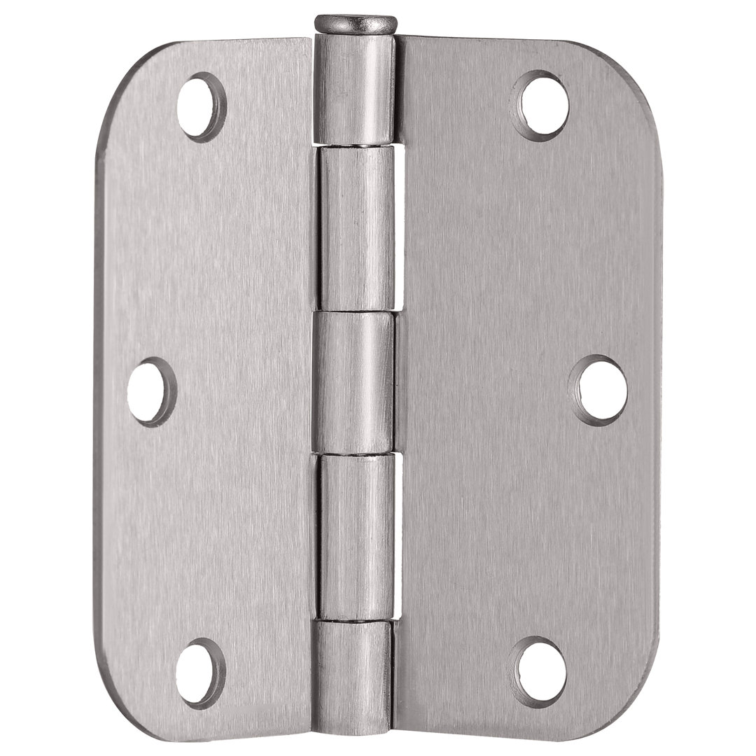 Design House 188441 Door Hinges For Interior Doors 12-pack 3.5-inch X 3.5-inch – Rounded 5/8-inch Radius Steel Door Hinge – Satin Nickel – Fits Standard Doors Design House 