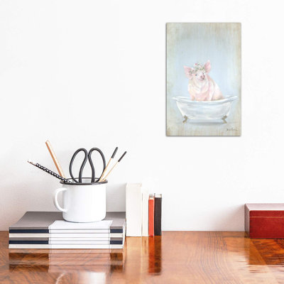 Pig In A Tub by Debi Coules - Wrapped Canvas Painting