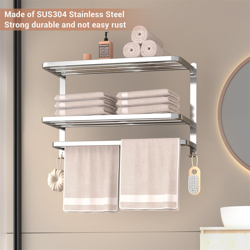 Bissonet Wall Towel Rack, Silver