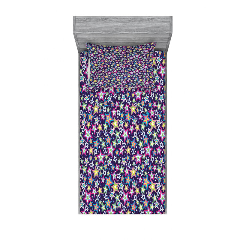 Microfiber Geometric Sheet Set, Twin Sheet Set with Fitted Sheet